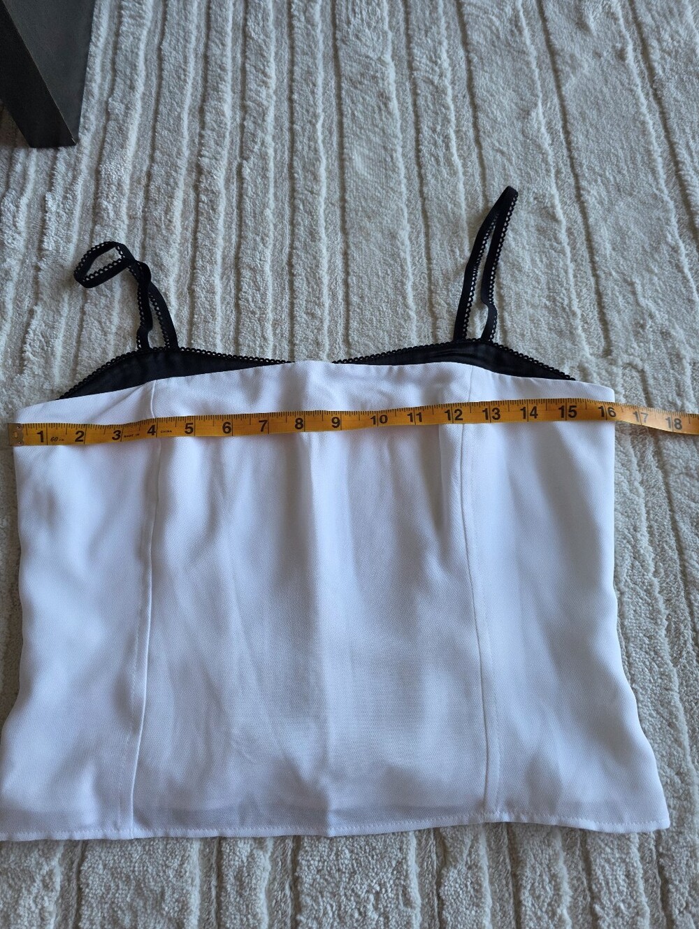 Women's White Camisole Tank with Black Trim Loft